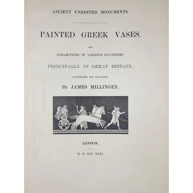 Copper Authentic Antique Early 19th Century Large Folio Hand Colored Neoclassical Greek Vase Motif Lithographs - Set of 6 For Sale - Image 8 of 11