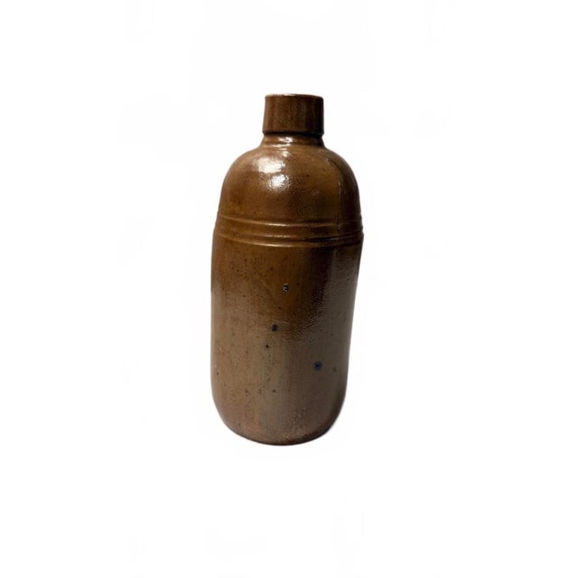 Late 19th Century Antique Salt-Glazed Brown Stoneware Utilitarian Bottle Vase For Sale In Jacksonville, FL - Image 6 of 7