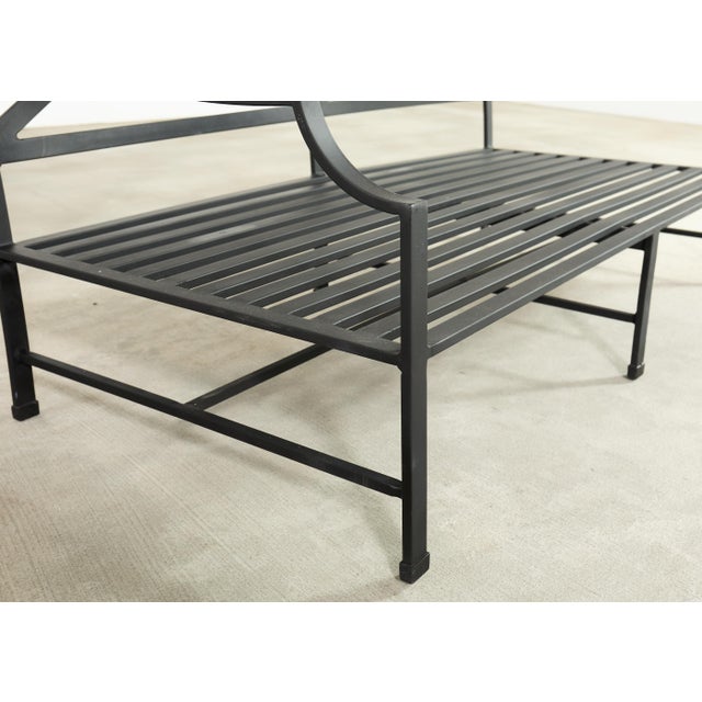 Restoration Hardware Two Piece Carmel Aluminum Garden Sofa 9.5 Ft For Sale - Image 11 of 18