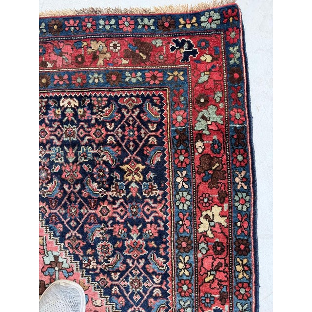 1920s 1920s Halvai Bidjar with ASYMMETRICAL Harshang Medallion Rug 3.8 x 5.2 For Sale - Image 5 of 9