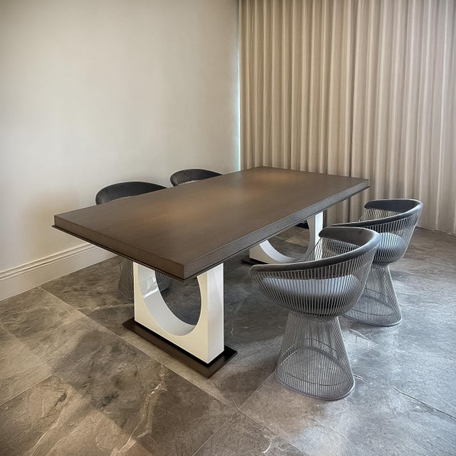 Metal Dining Table in Oak and Bronze, 2018 For Sale - Image 7 of 11