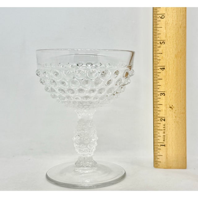 1930’s Duncan & Miller Hobnail Clear Pressed Glass 4 5/8” Champagne Tall Sherbet For Sale - Image 9 of 11
