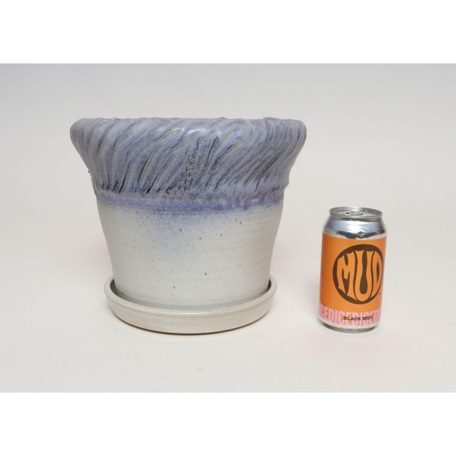 Ceramic Vintage Lilac and Pale Gray Studio Ceramic Planter With Plate by Deanna Nichols For Sale - Image 7 of 18