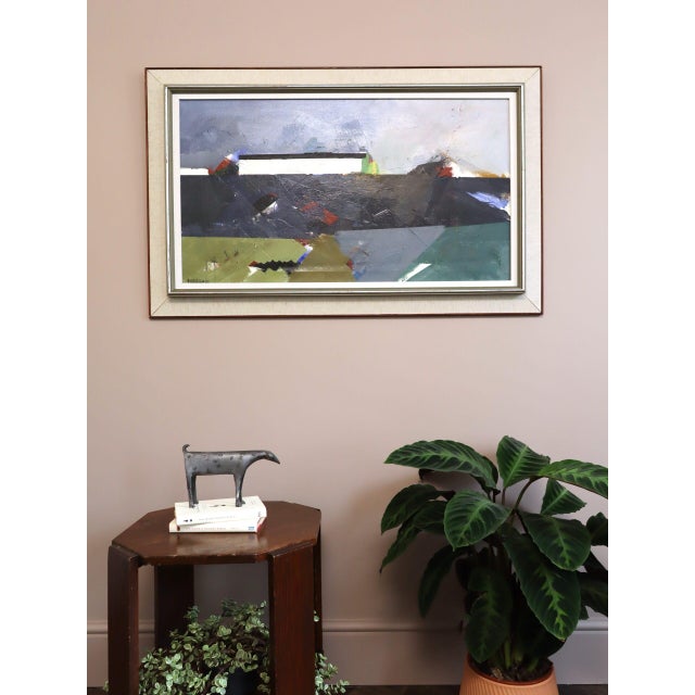 Mid-Century Modern Mid-Century Modern 'Edge of the Land' Vintage Original Abstract Landscape Oil Painting by Swedish Artist Hans Osswald (1919-1983), Framed For Sale - Image 3 of 15
