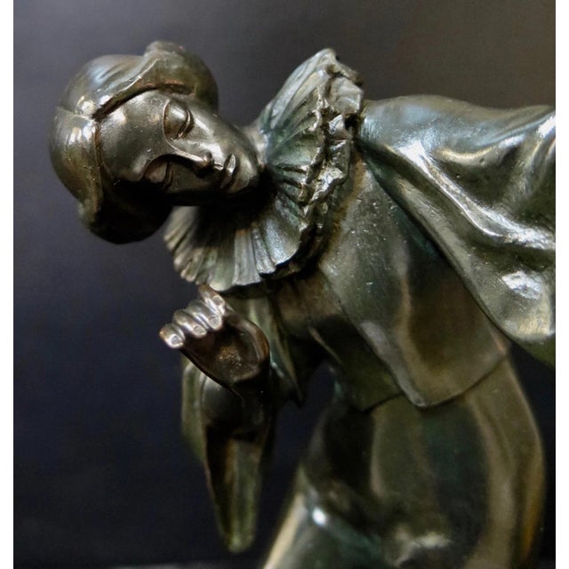 Vintage Art Deco Period Bronze & Marble Sculpture For Sale - Image 4 of 10