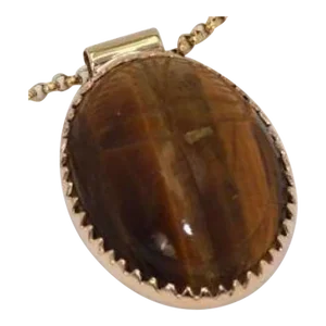 Vintage 18k Tiger’s Eye Scarab Pendant