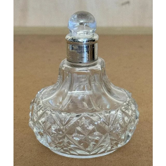 Art Deco Antique Sterling Silver Perfume Bottle in Cut Glass Crystal, 1929 For Sale - Image 10 of 11
