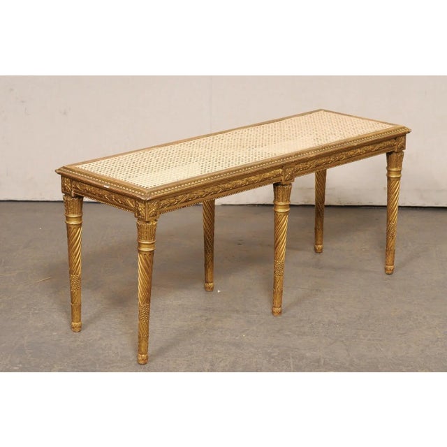 Early 20th Century Early 20th Century French Carved & Gilt Bench with Cane Seating For Sale - Image 5 of 10