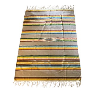 1950s Striped Saltillo Serape Mexican Blanket For Sale