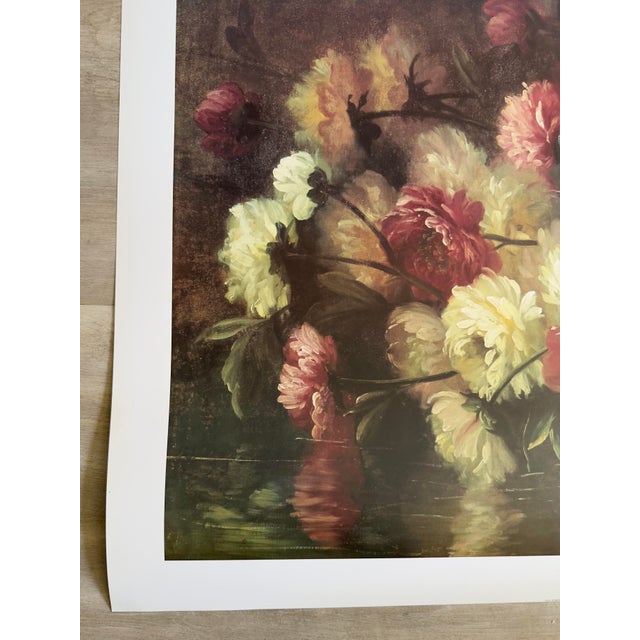 Paper 1990s “Peonies” Jean Capeinick Fine Art Print Litho by Rosenstiel’s Great Britain 34” X 48” For Sale - Image 7 of 9