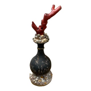 Vintage Petite Faux Italian Baroque Style Finial With Faux Red Coral Branch For Sale