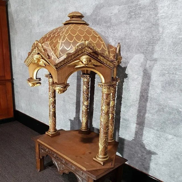 Antique Gothic Dutch Exposition Baldaquin with Madonna For Sale - Image 12 of 14