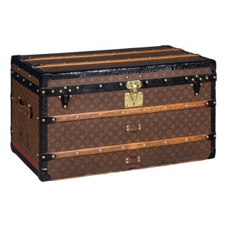 Antique Steamer Trunk in Monogram Canvas from Louis Vuitton, France, 1920s For Sale