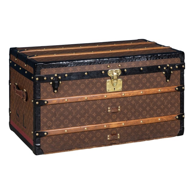 Antique Steamer Trunk in Monogram Canvas from Louis Vuitton, France, 1920s For Sale
