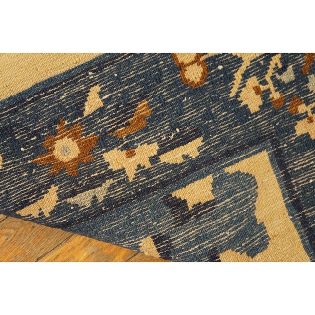 1920s Beige Medallion Floral Antique Chinese Peking Carpet 8'' X 9'5'' Wool Rug For Sale - Image 10 of 11