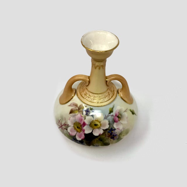 Up for sale is a stunningly beautiful, authentic antique Royal Worcester twin-handled porcelain vase, dating back to 1903....