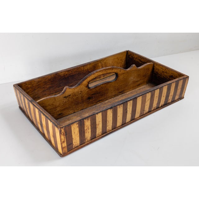 19th Century English Scottish Treenware Banded Inlay Tray For Sale In New York - Image 6 of 12