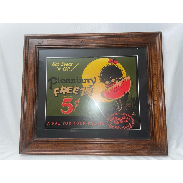 Hendlers ice cream “The Velvet Kind “Original store sign, 1922 print on cardboard. A Pal For Your Palate