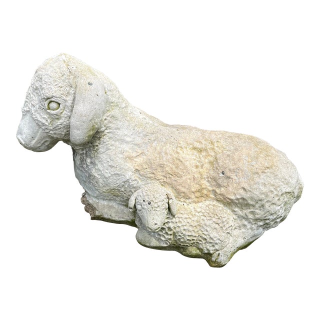 Large Concrete Sheep With Lamb Garden Statue For Sale