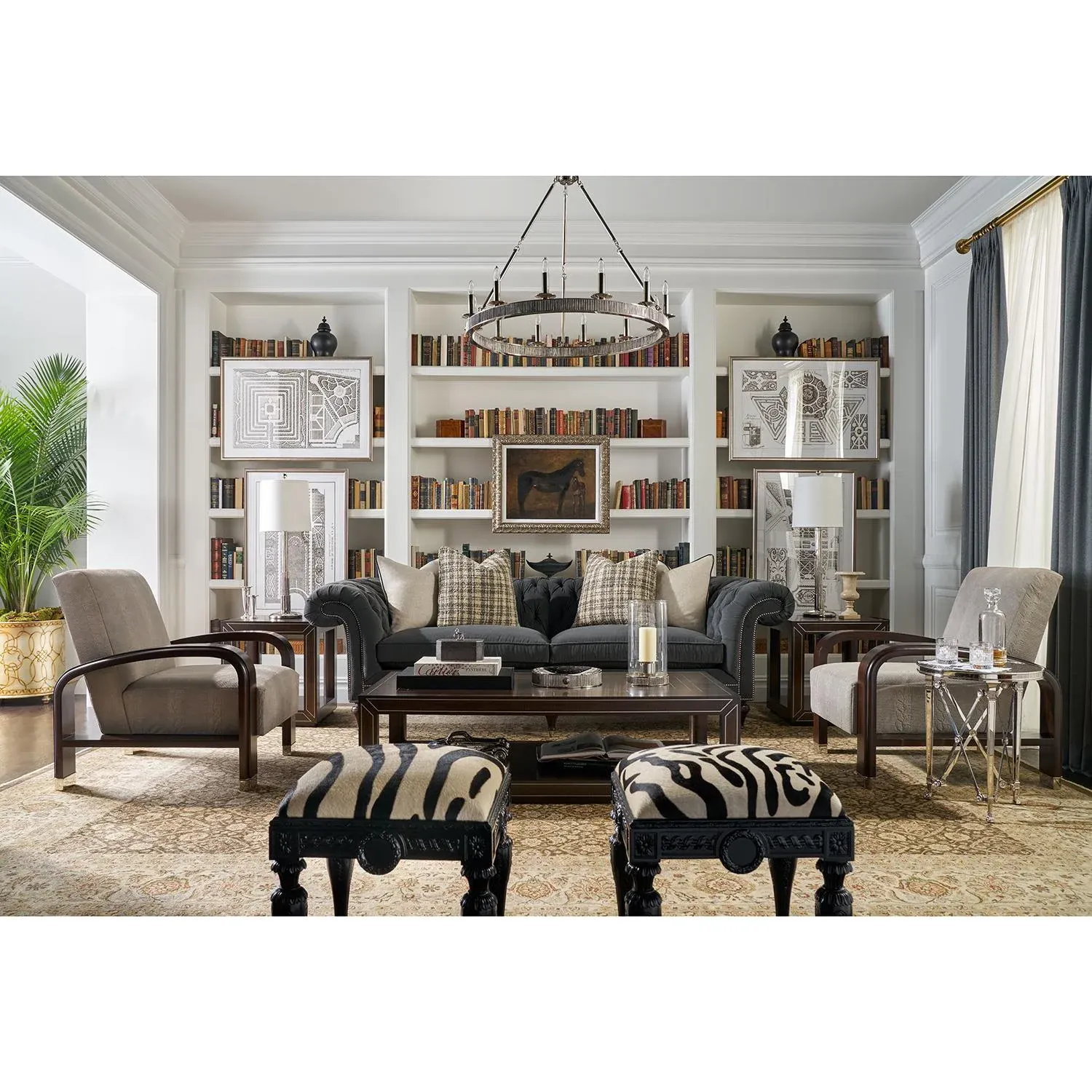 French Louis XVI Black Carved Zebra Vanity Stool | Chairish