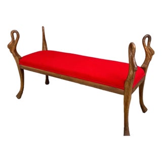 Vintage French Empire Style Swan Bench For Sale
