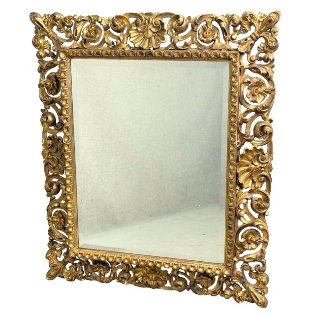 19th Century Rectangular Italian Gilt Wood Wall Mirror, 1840 For Sale - Image 9 of 11
