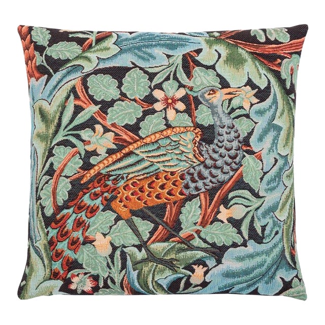 Acanthus & Peacock Tapestry Cushion With Feather Filler - 46x46cm (18"x18") For Sale