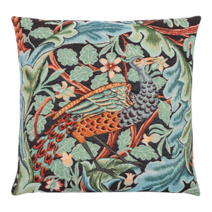 Acanthus & Peacock Tapestry Cushion With Feather Filler - 46x46cm (18"x18")