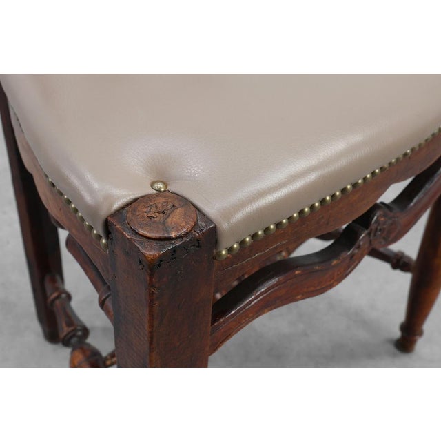 Antique Gustavian Walnut Chair with Leather, 1700s For Sale - Image 10 of 14