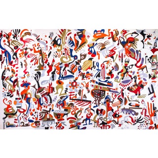 "The Princess With Horns" Extra Large Painting Created With Oil Markers on Canvas in 2021 For Sale