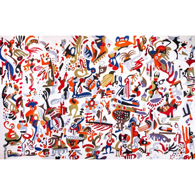 "The Princess With Horns" Extra Large Painting Created With Oil Markers on Canvas in 2021 For Sale