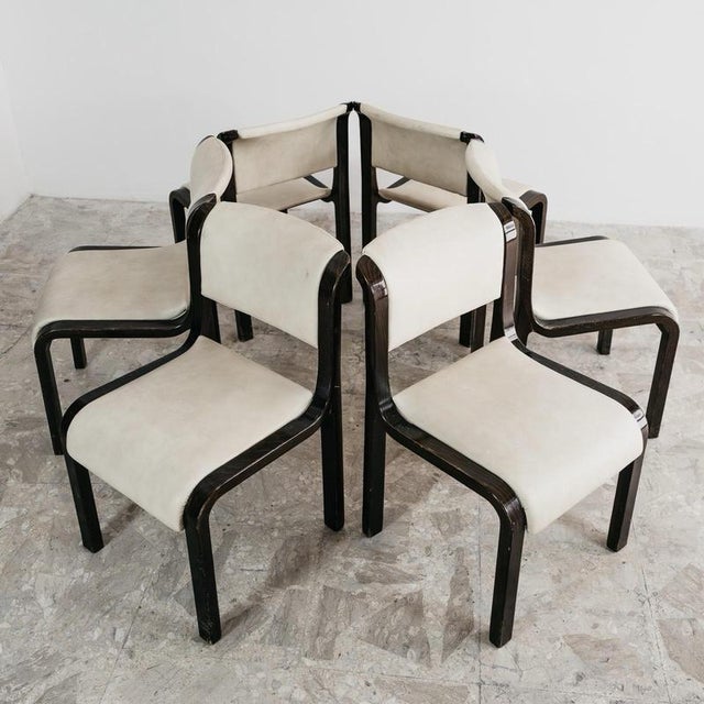Dining Set of 6 70s Chairs in the Style of Carlo Bartoli for Tisettanta Mito. Signs of time present, see photos. Height 80...