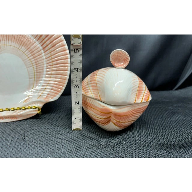 Mid-Century Modern Vintage Mid-Century Modern Fitz and Floyd "Coquille" ~ Shell Shape Plate & Shell Bowl For Sale - Image 3 of 6