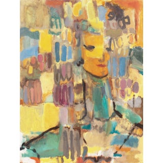 Lady in Yellow and Blue' by Dora Masters, American Post Impressionist Woman Artist For Sale