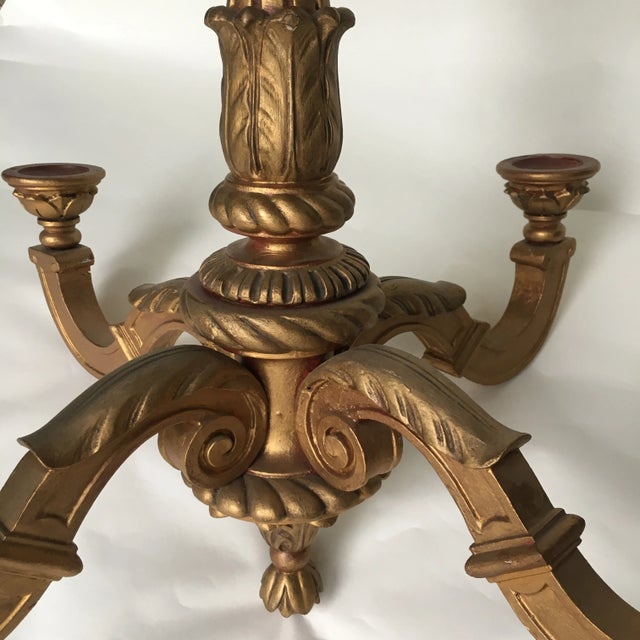 Wood Antique Italian Carved Giltwood Chandelier With Timeworn Gilding, Late 19th Century For Sale - Image 7 of 10
