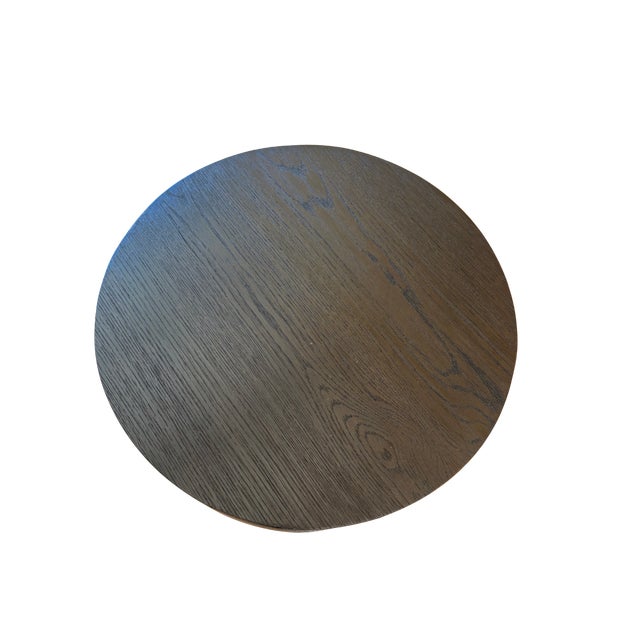 2020s Restoration Hardware Wyeth Oak Round Bedside Tables – Set For Sale - Image 5 of 11