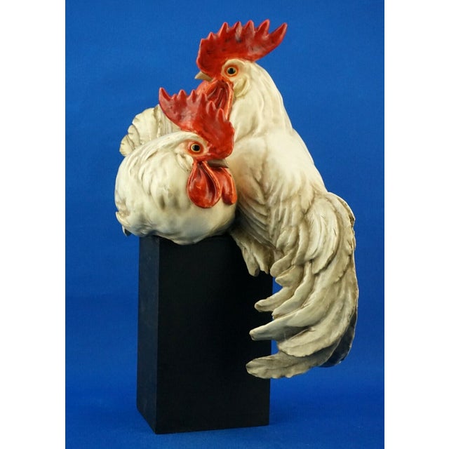 Large 20th Century Sculpture of a Pair of Roosters in Stoneware Ceramic by Guido Cacciapuoti, Italy For Sale - Image 4 of 18