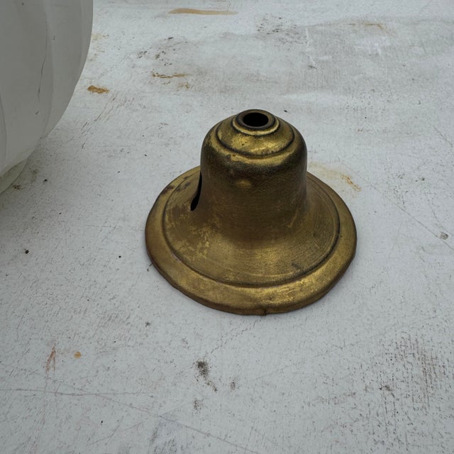 Art Deco Style White Ribbed Flush Mount Glass Globe For Sale - Image 11 of 12