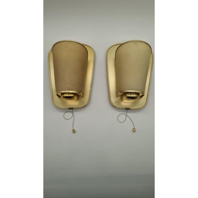 Mid-Century Modern No. 430 Wall Lamps in Golden Metal and Plastic from Erco Leuchten, Germany, 1960s, Set of 2 For Sale - Image 3 of 11