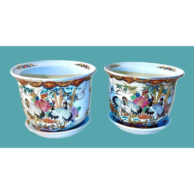 Vintage Chinoiserie Planters W/Water Trays - A Pair For Sale - Image 4 of 10