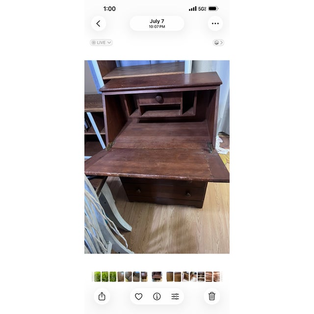 Mid-20th Century Refinished Drop-Front Secretary Desk For Sale - Image 10 of 10