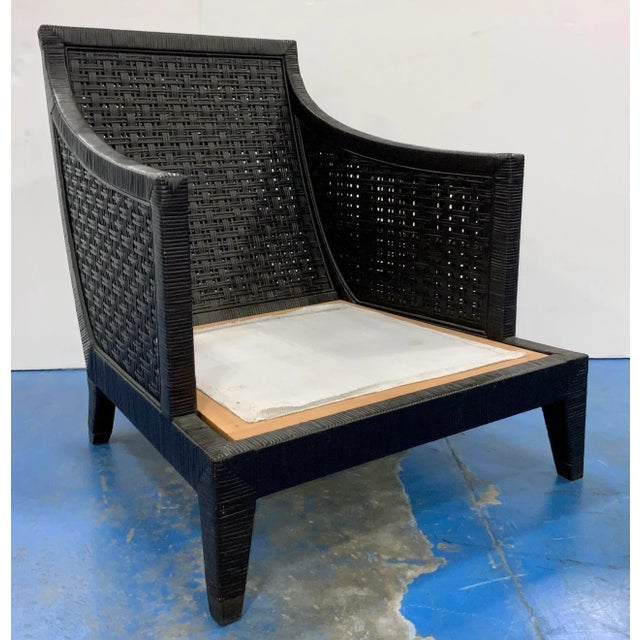 Metal Baker / McGuire French Modern Truffle Woven Cane St. Germain Lounge Chair For Sale - Image 7 of 7