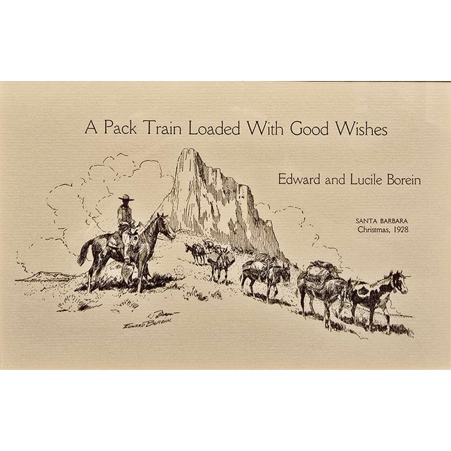 Edward Borein Edward Borein 1928 Original Western Holiday Card Etching For Sale - Image 4 of 9