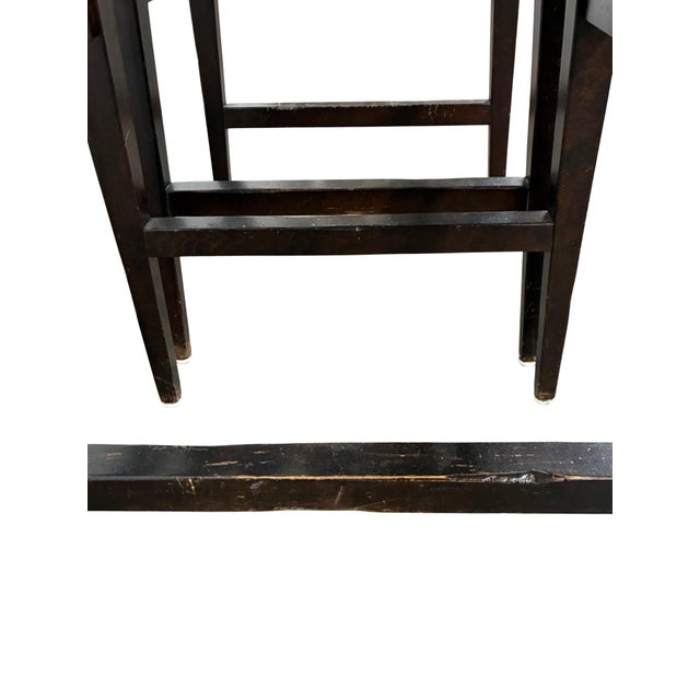 Pair of Vintage Baker Furniture Milling Road Slatted Saddle-Seat Counter Stools For Sale - Image 9 of 11