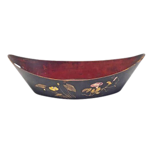 Antique Papier-Mâché Navette Cachepot