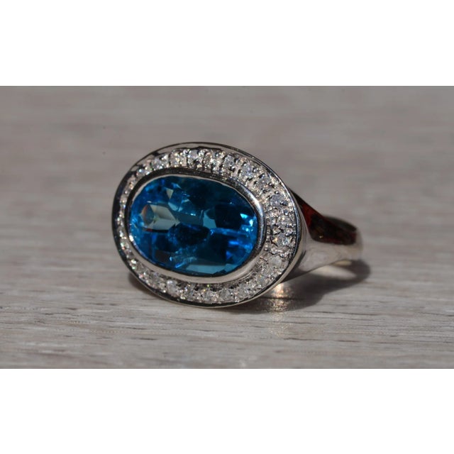 The Bayner: Ladies 14K Topaz and Diamond Cocktail Ring For Sale - Image 4 of 10