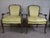 Vintage pair French Louis XV Style fauteuils by Hickory Furniture Company, circa 1970. Silk upholstery with hand carved...
