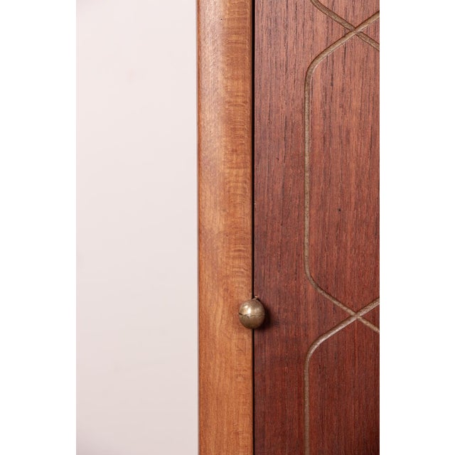 Brown Swedish Napoli Highboard in Teak, Beech and Brass by David Rosén for Nordiska Kompaniet, 1960s For Sale - Image 8 of 18