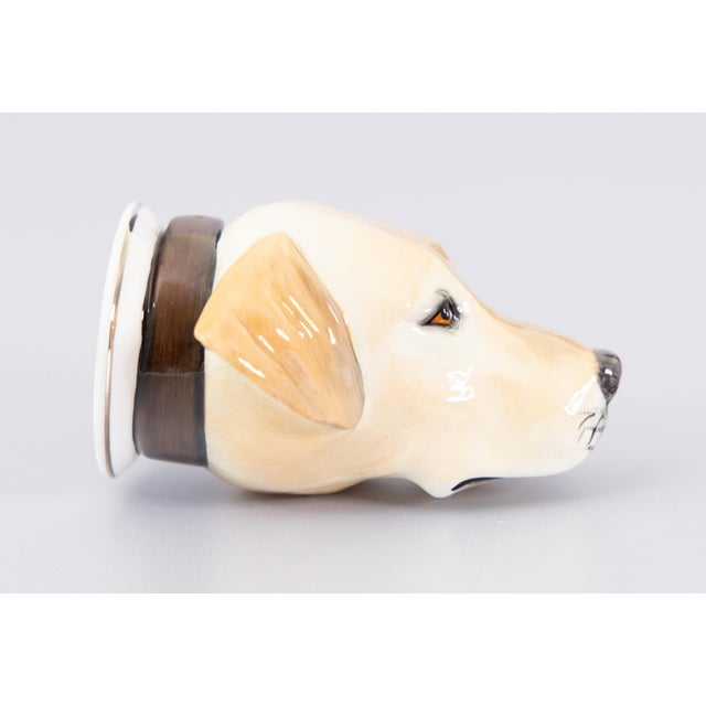 Victorian English Staffordshire Labrador Retriever Dog Equestrian Stirrup Cup For Sale - Image 3 of 8