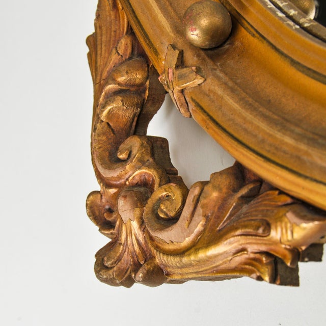 Large Antique Federal Eagle Convex Mirror Giltwood Bullseye Butler Mirror Circa 1920s For Sale - Image 10 of 16